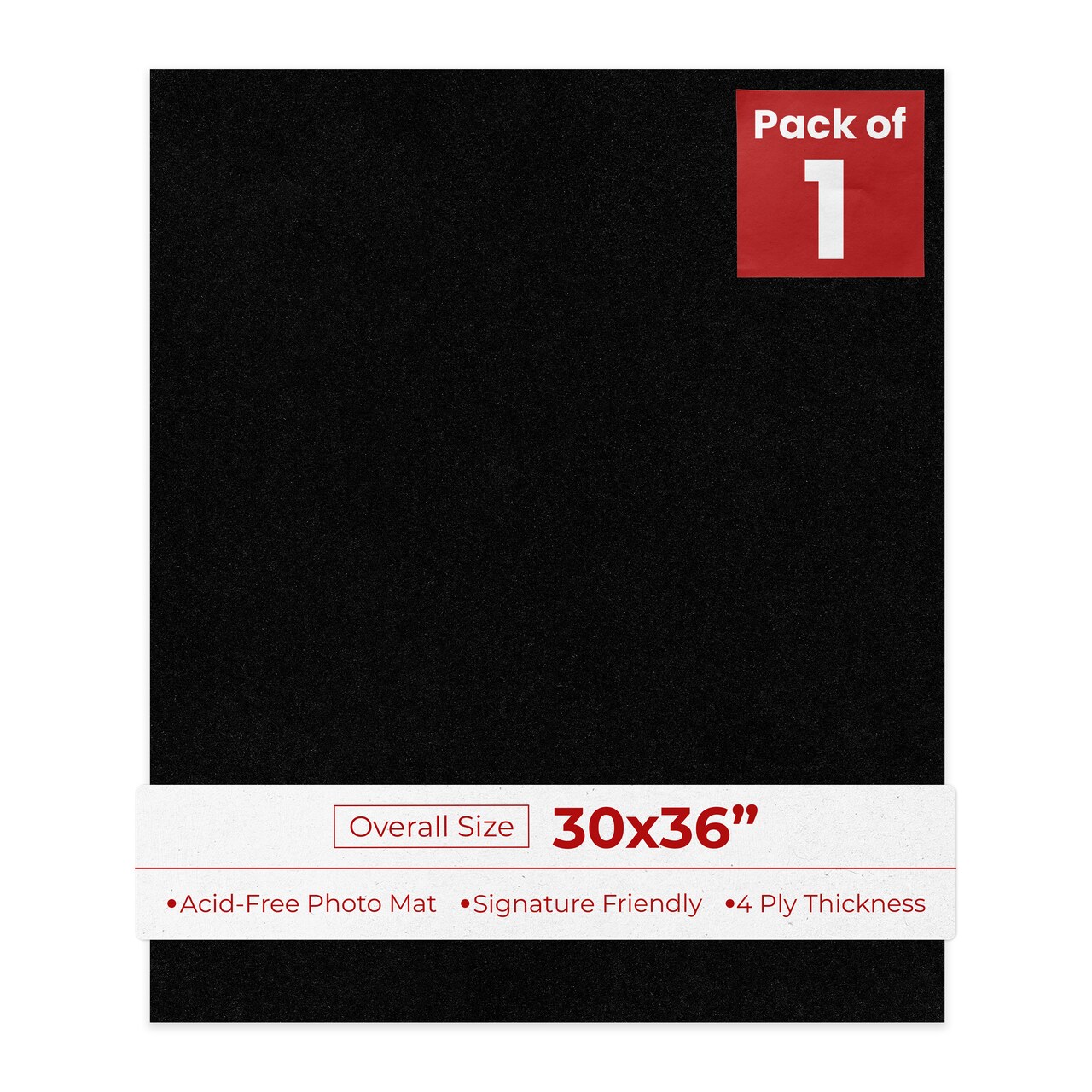 Black with Black Core 30x36 Uncut Mat Board - Blank Sheets, No Opening